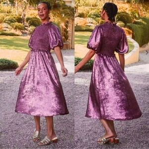 Anthropologie THE ODELLS Abigail Dress Metallic Pink size S